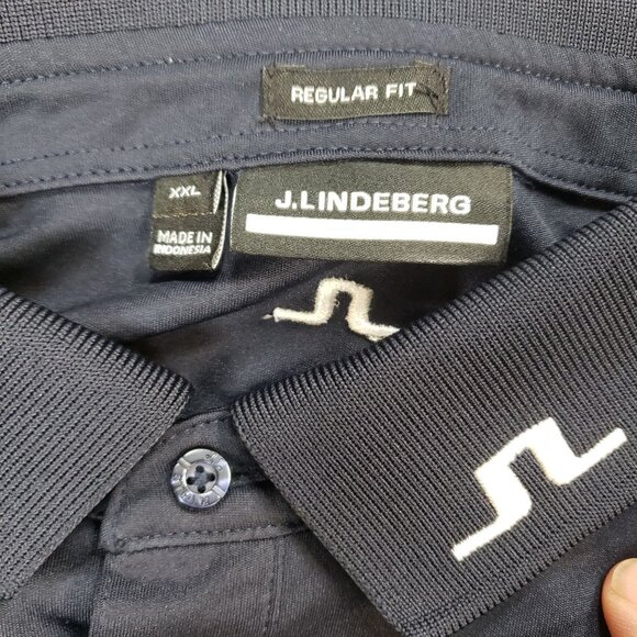 J.Lindeberg Tour Tech Regular Fit Golf Polo Shirt XX-Large Polyester Navy Blue - Picture 5 of 10